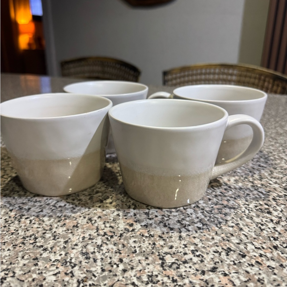 4 Anthropologie Keegan Cream and White Mug - Picture 2 of 5
